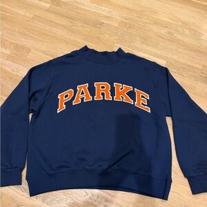 PARKE Women's Navy and Orange Mockneck